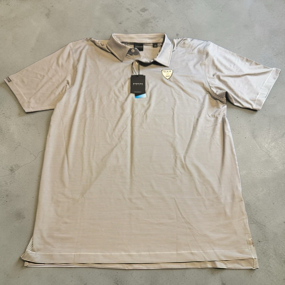 Dunning Golf Polo Shirt Mens XL GAP‎ 1897 Striped Performance Polo NWT
